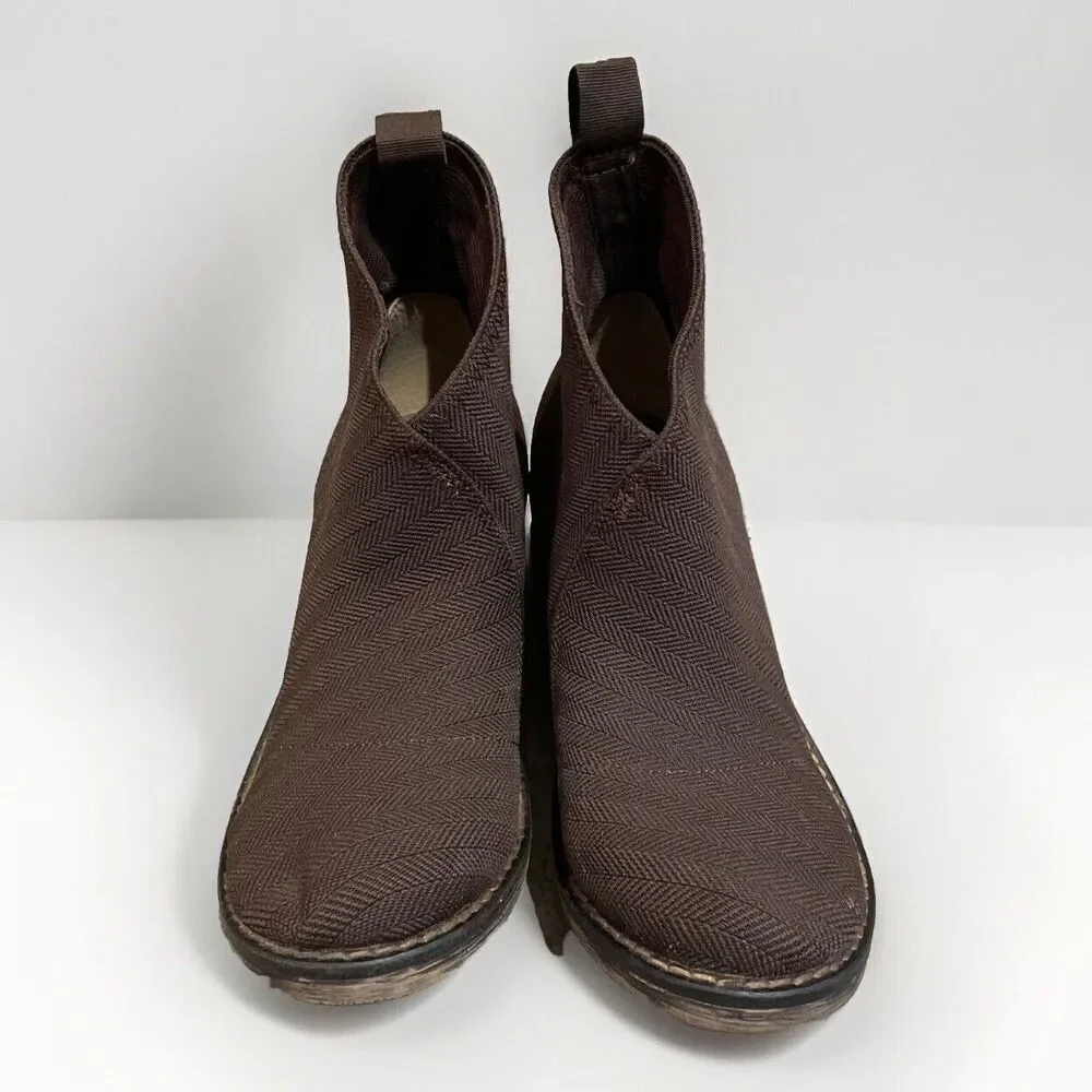 Charleston Shoe Co Barcelona Brown Herringbone Ankle Boot Womens Size 7